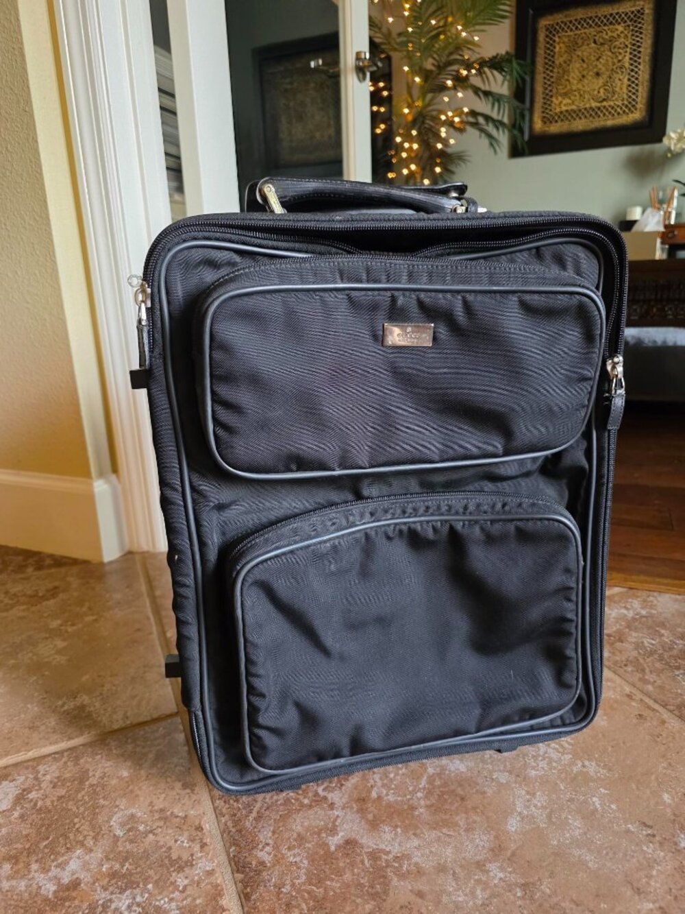 Gucci Black Canvas Carryon Rollin Suitcase